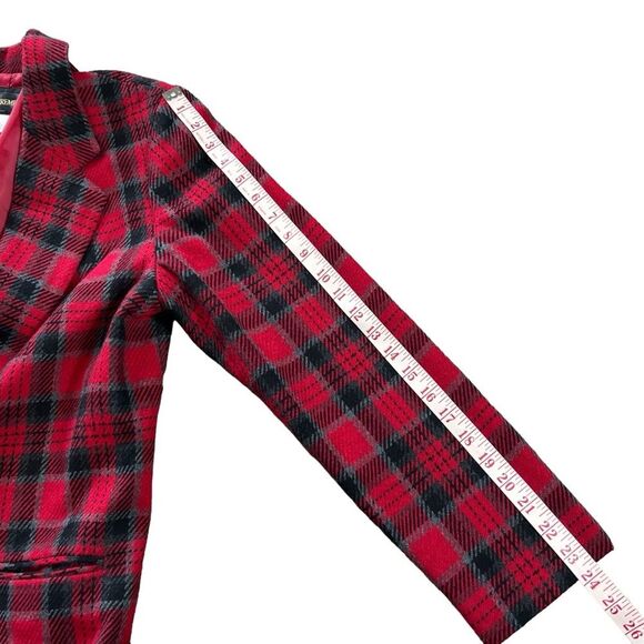 Vintage Requirements Red Plaid Blazer Size 12 Wool Blend Lined - Picture 7 of 11